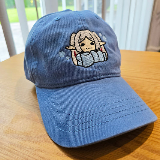Cozy Frieren Sleeping Scarf Embroidered Anime Dad Hat Cap