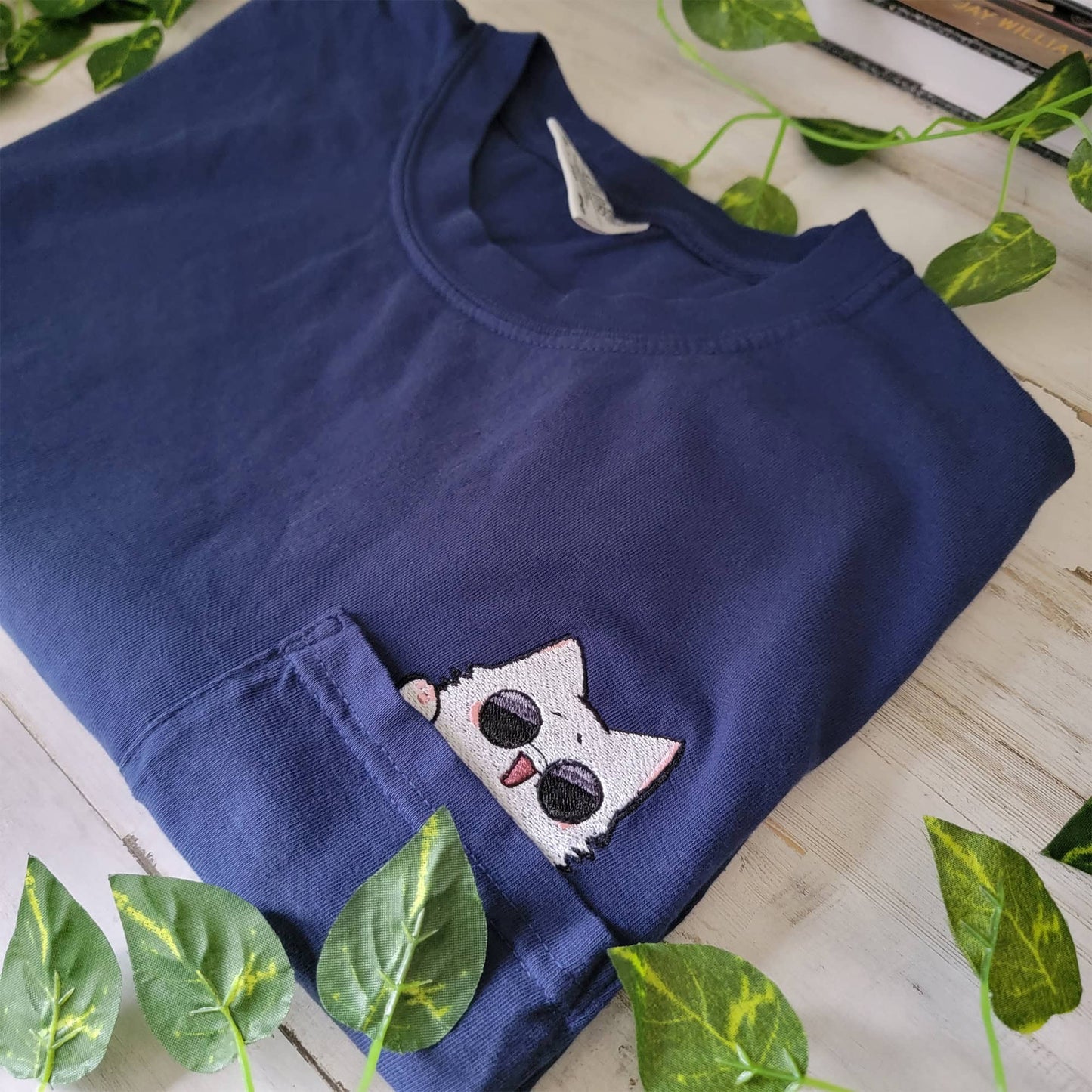 JJK Gojo Cat Meme Embroidered Anime Pocket Shirt