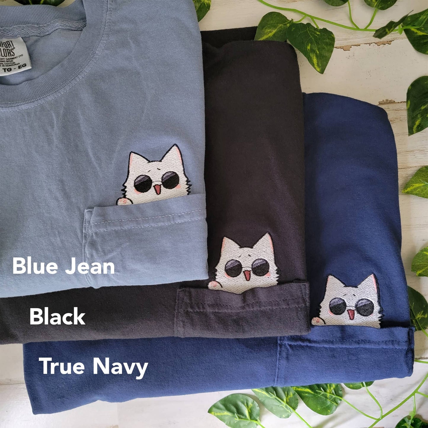 JJK Gojo Cat Meme Embroidered Anime Pocket Shirt
