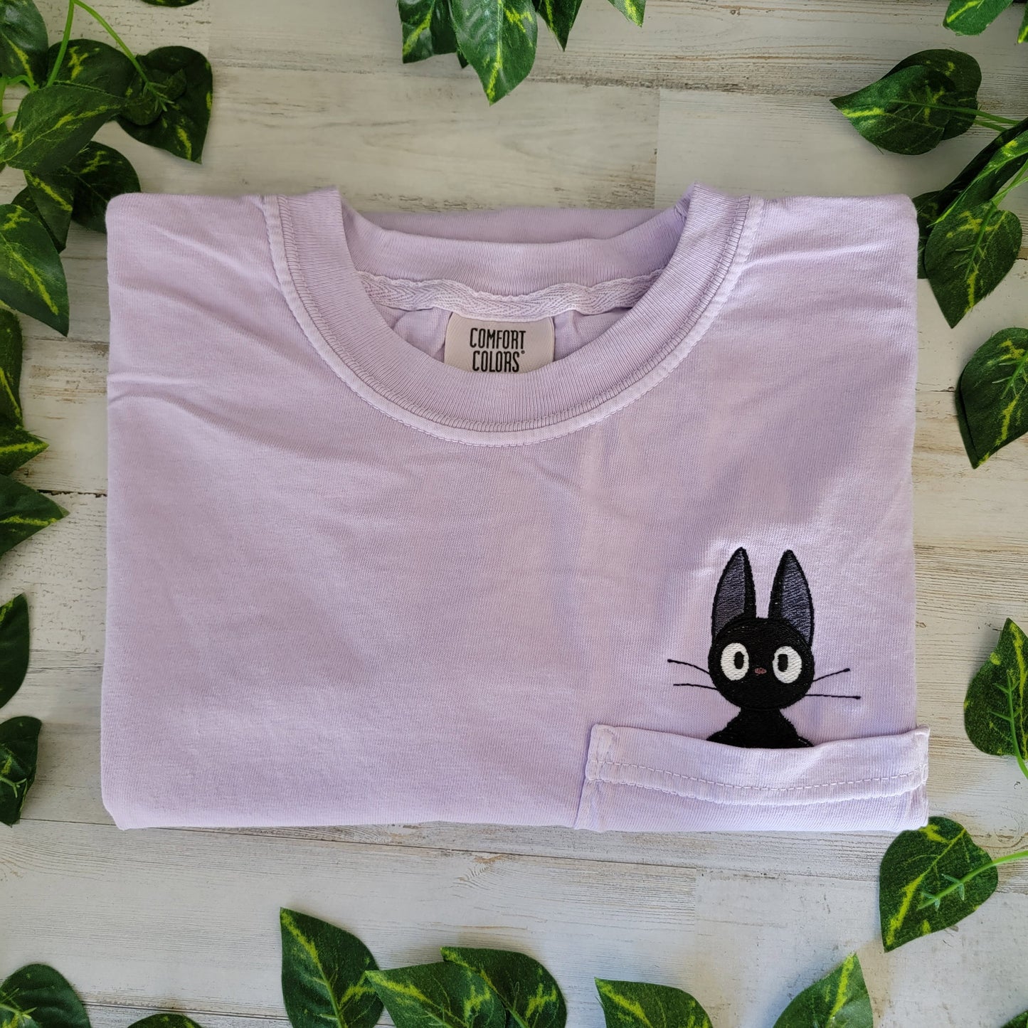 Kiki Jiji Black Cat Embroidered Anime Pocket Shirt