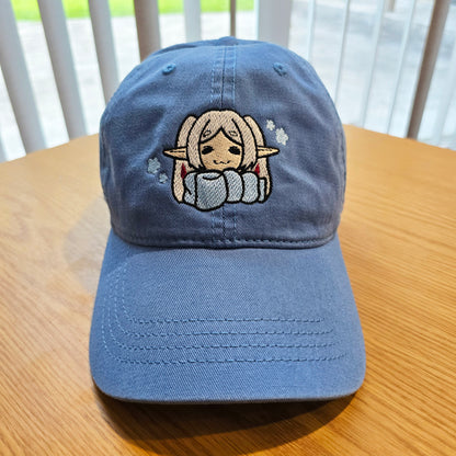 Cozy Frieren Sleeping Scarf Embroidered Anime Dad Hat Cap