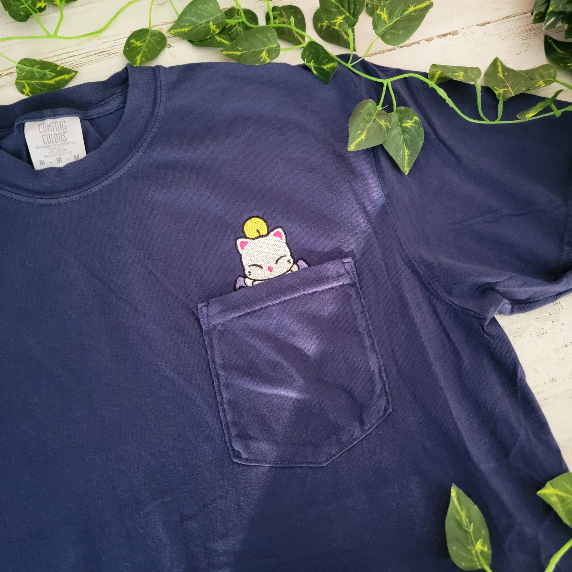 FFXIV Final Fantasy Moogle Embroidered Video Game Pocket Shirt