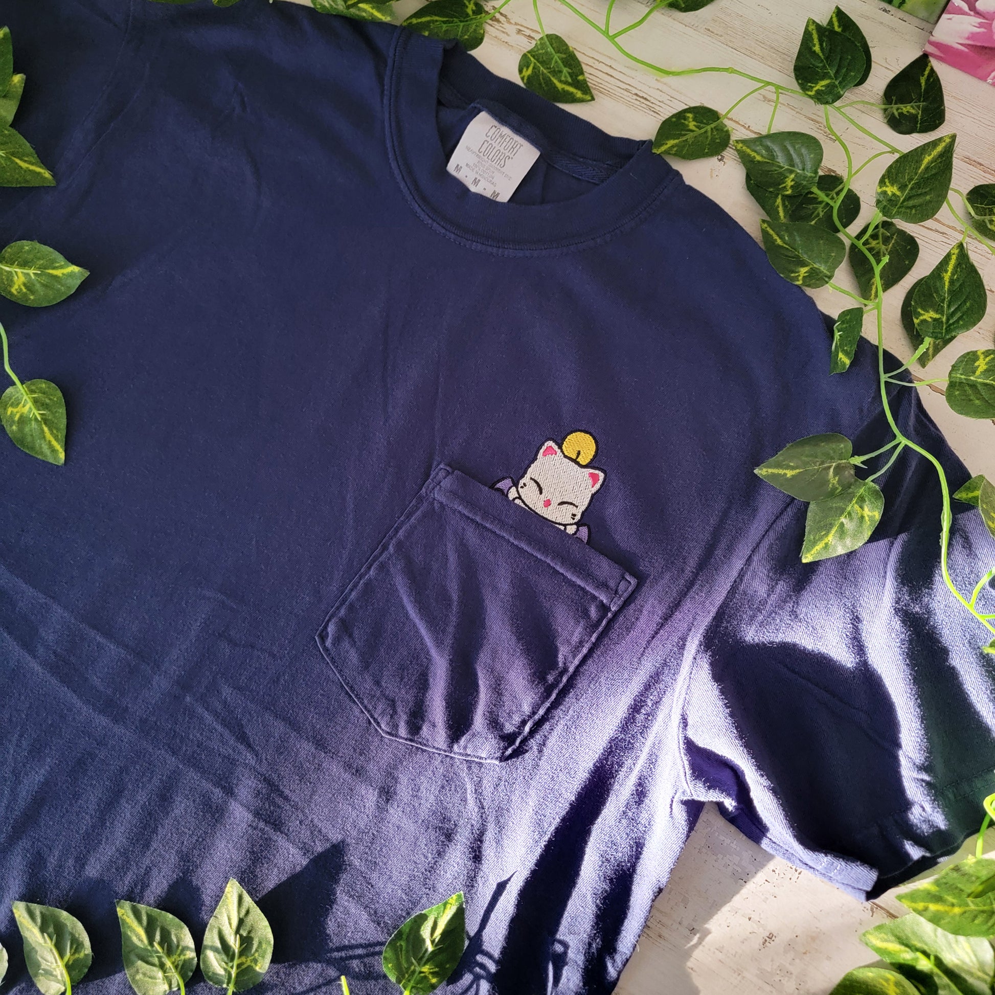 FFXIV Final Fantasy Moogle Embroidered Video Game Pocket Shirt
