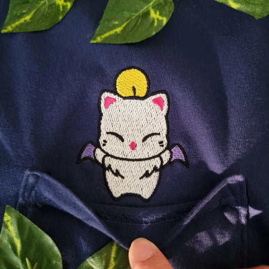 FFXIV Final Fantasy Moogle Embroidered Video Game Pocket Shirt