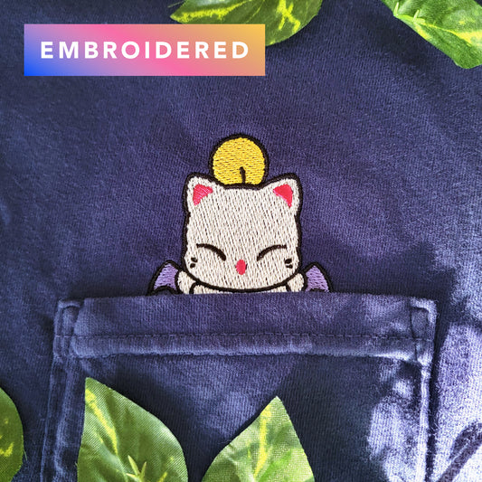 FFXIV Final Fantasy Moogle Embroidered Video Game Pocket Shirt