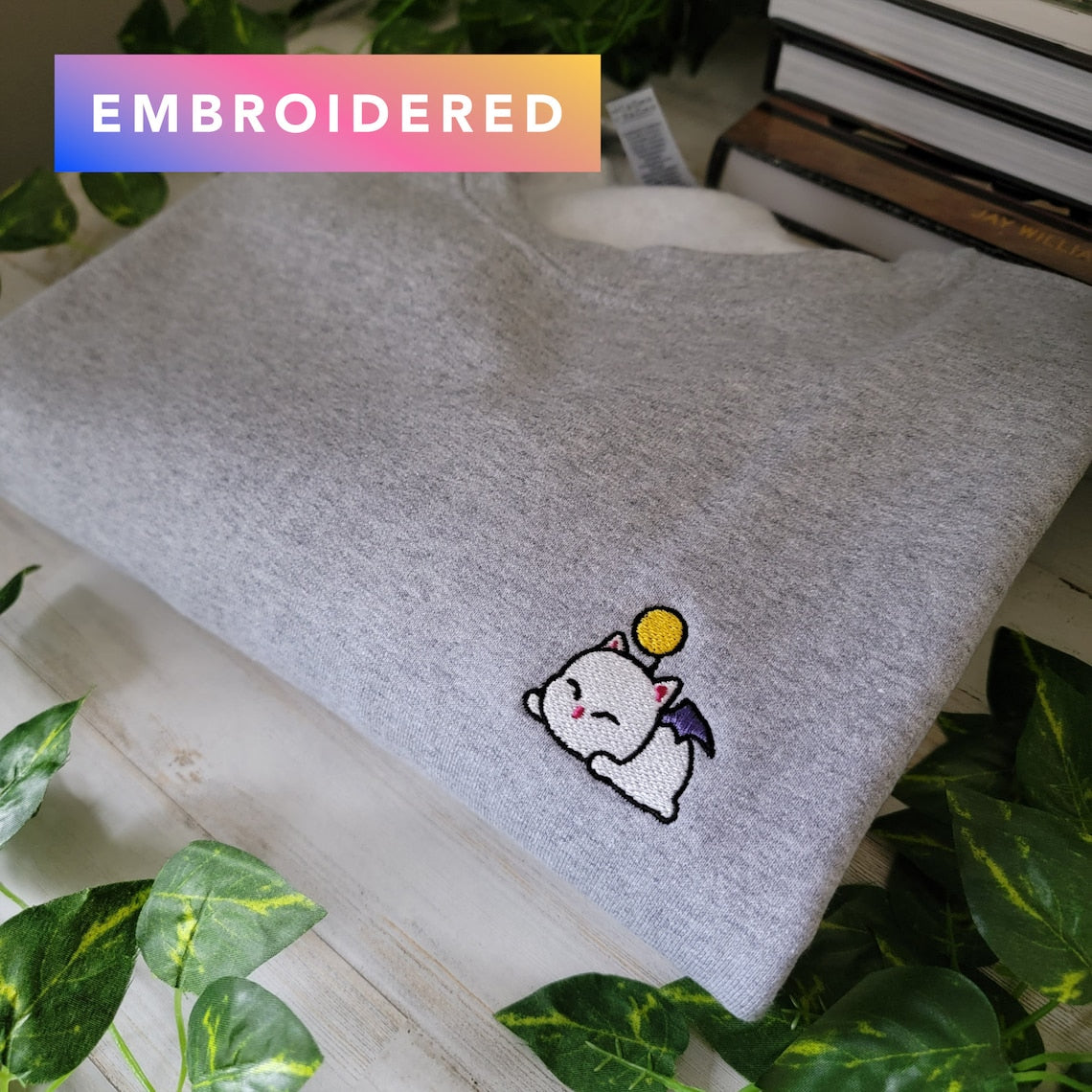 Relaxed Moogle Embroidered Crewneck Sweater | Subtle Gaming Merch | AFK ...