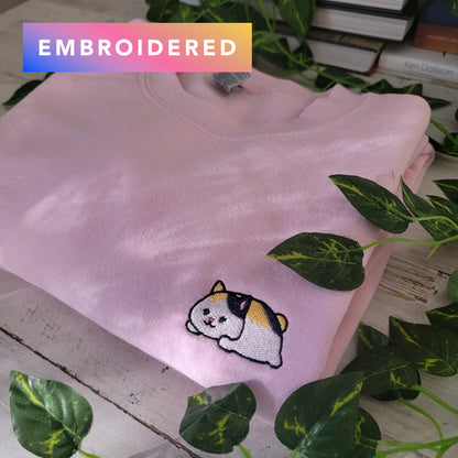 Relaxed Fat Cat Embroidered Crewneck Sweater